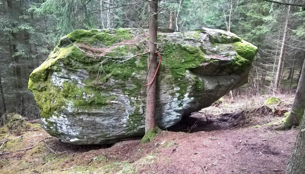 <b>RAMBOVSKI-STEINEN: </b>Under denne steinen i Nord-Trøndelag skal Vasili en gang ha overvintret. Den har derfor tilnavnet Rambovski-steinen.