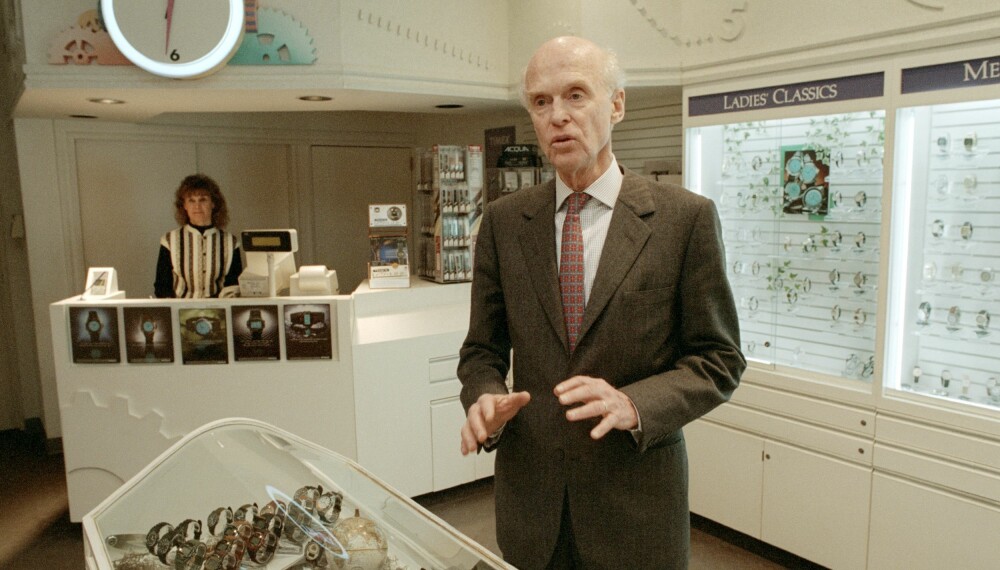 <b>GIGANT:</b> Forretningsgiganten Fred. Olsen overtok Timex etter faren i 1955. Her besøker han hovedkvarteret i Connecticut, USA.