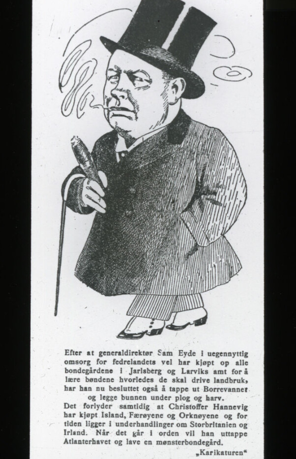 <b>KARIKERT:</b> Hannevigs rikdom var et yndet tema i pressen. Her er det "Karikaturen" som morer seg. 