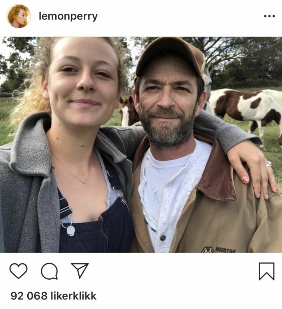 RØRENDE: Luke Perrys datter Sophie la ut dette bildet på Instagram etter farens død.