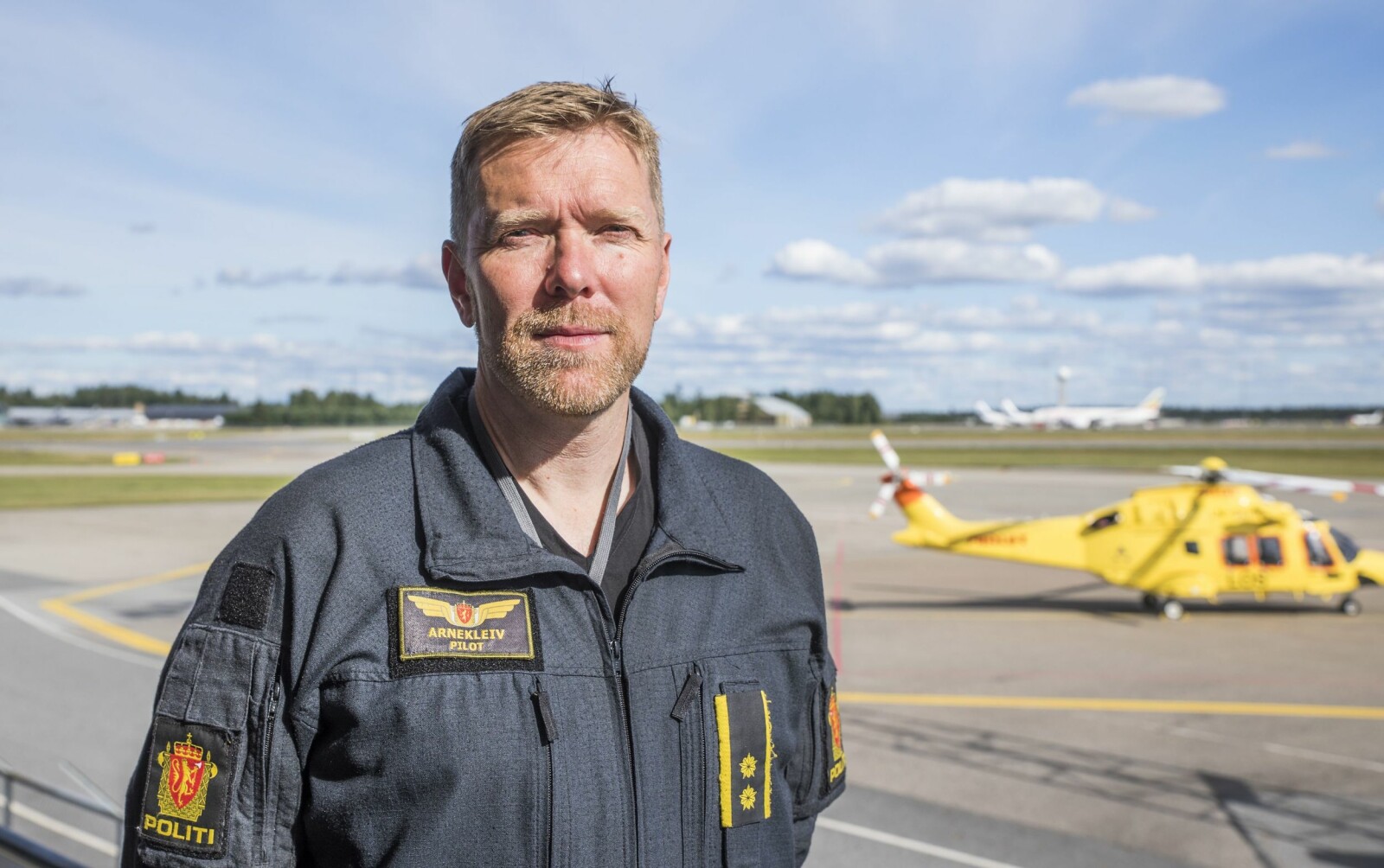 <b>FORNØYD:</b> Det nye AW169-helikopteret blir en revolusjon både for flygesjef Gunnar Arnekleiv og hele politietaten.