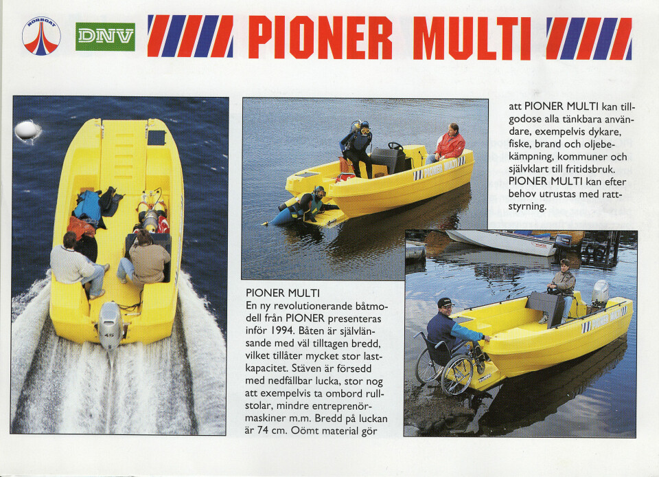 EN LITEN REVOLUSJON: Eivind Amble var også mannen bak Pioner Multi, denne ikoniske arbeids- og nyttebåten som debuterte i 1994 og fortsatt er i produksjon.
