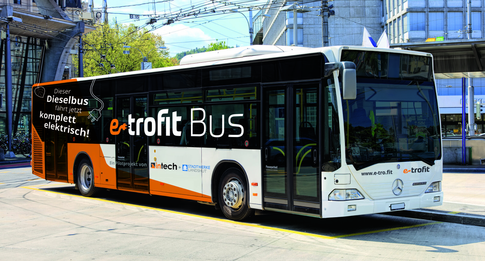 <b>EL-TILPASSING:</b> E-trofit er et konsept for ombygging av vanlige dieselbusser til elektrisk drift. Ifølge det tyske selskapet vil det koste bare halvparten av det en ny elektrisk buss koster.