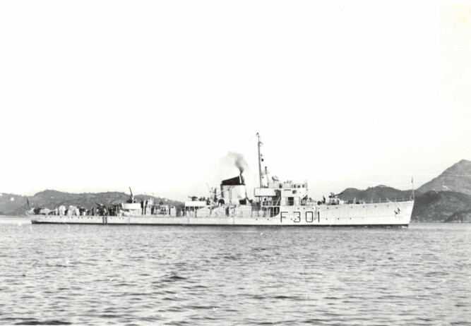 <b>FREGATT:</b> «Löwe» ble bygget om til fregatt i 1948 og gitt tilbake sitt opprinnelige navn, KNM «Gyller». Skipet var en hyppig gjest i våre havner inntil det ble utrangert og solgt til opphugging i 1959.
