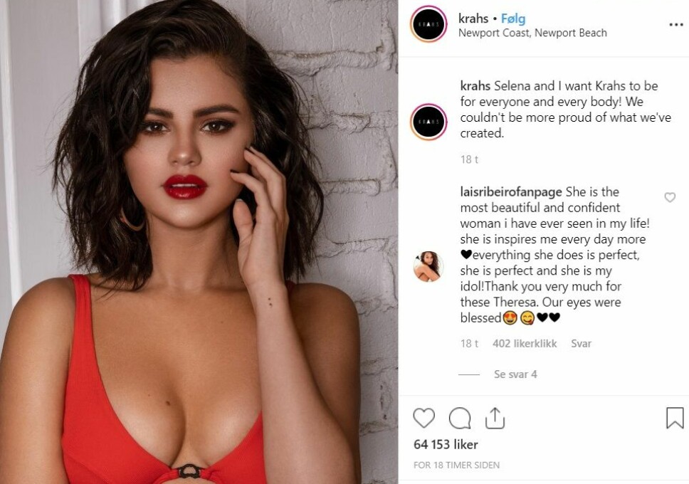 SKJULER ARRET: Selena Gomez har vært åpen om å ha gjenomgått en nyretransplantasjon. Nå har hun deisgnet badetøy som skjuler arret, og som får henne til å føle seg komfortabel.