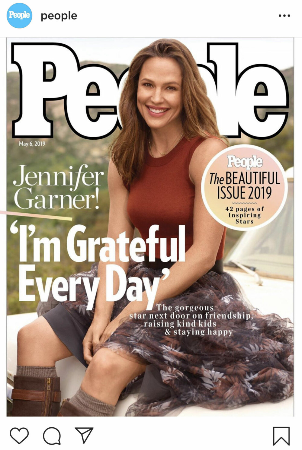 FLOTT: Jennifer Garner pryder forsiden av People som verdens vakreste kvinne i 2019.