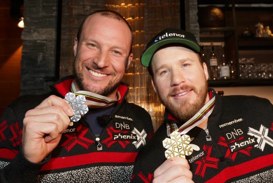 GULLGUTTER: Aksel avsluttet karrieren med VM-sølv i Åre i februar. Ekstra gøy var det nok at bestekompis Kjetil Jansrud var den som stakk av med gullet.