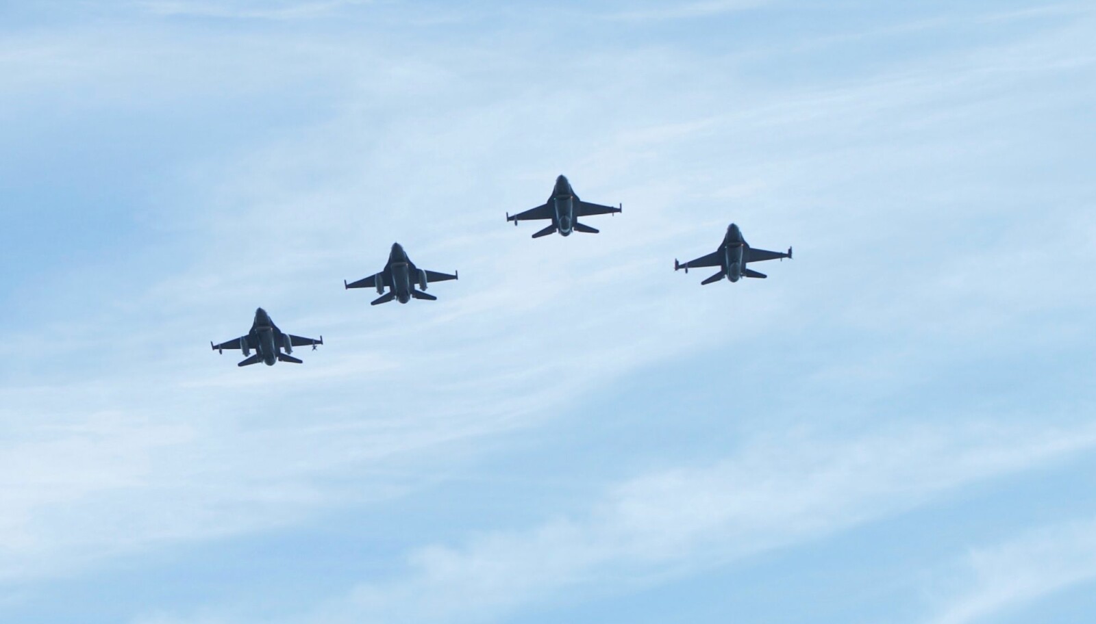 <b>MARKERING: </b> Overflyvning med fire F-16 jagerfly i forbindelse med Frigjørings- og Veterandagen 2018.