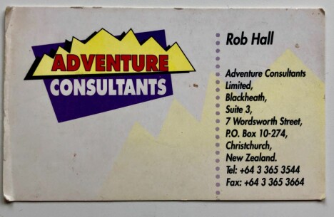 <b>FOR SENT Å RINGE:</b> Rob Halls visittkort, slik det ble overlevert i 1994.