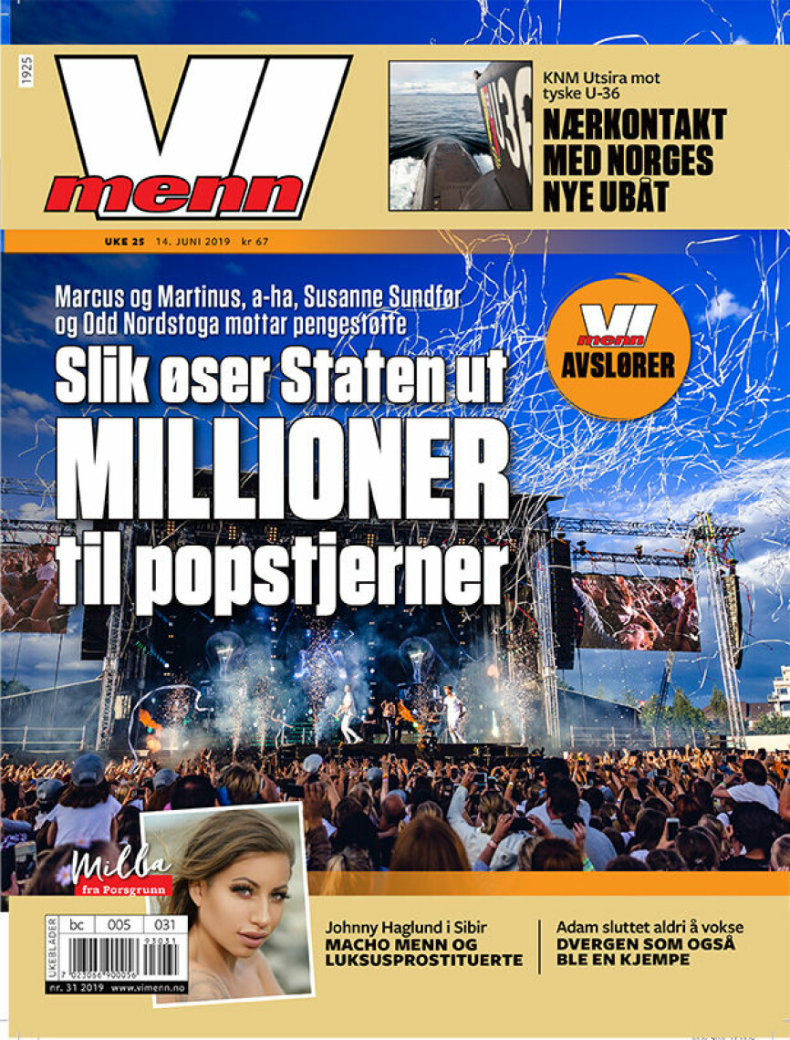 I SALG NÅ: Vi Menn skriver denne uken om popstjernenes millionstøtte fra staten.