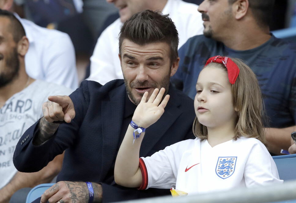 FOTBALLFANS: Harper er den eneste av Beckham-barna som er like interessert i fotball som pappa David.