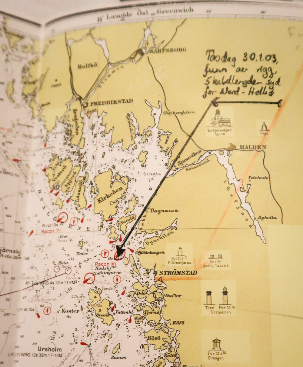 <b>FANT RIGG:</b> Denne kartskissen viser hvor den svenske Kustbevakningen lette etter en seilrigg som dukket opp i en reketrål.