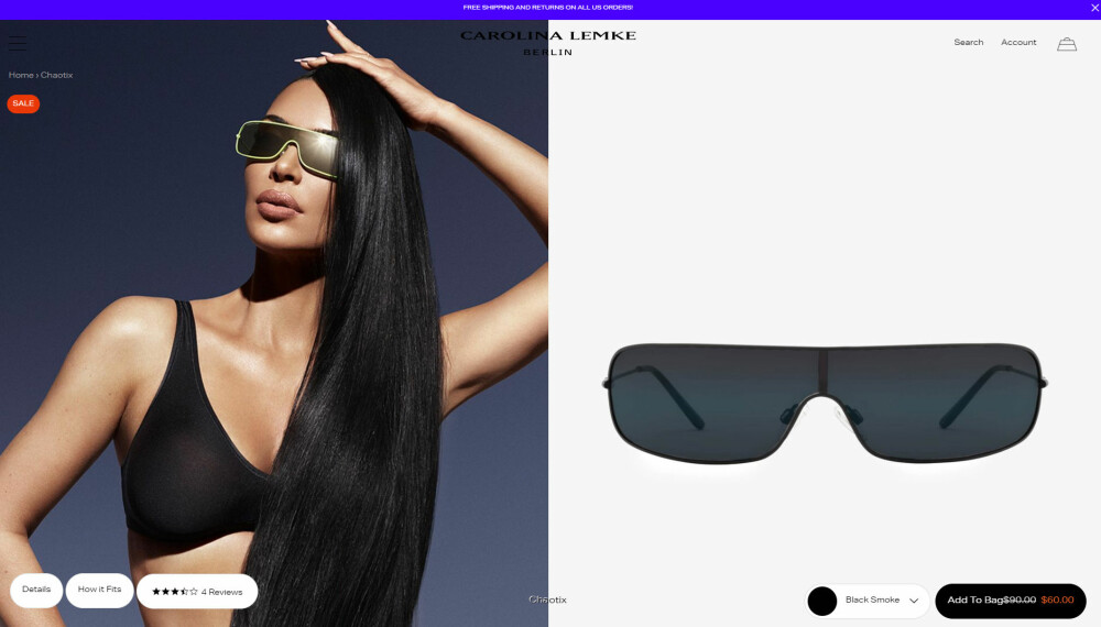 SAMARBEIDET: Kim Kardashian med de mye omtalte solbrillene i sitt nyeste samarbeid med den tyske designeren Carolina Lemke.