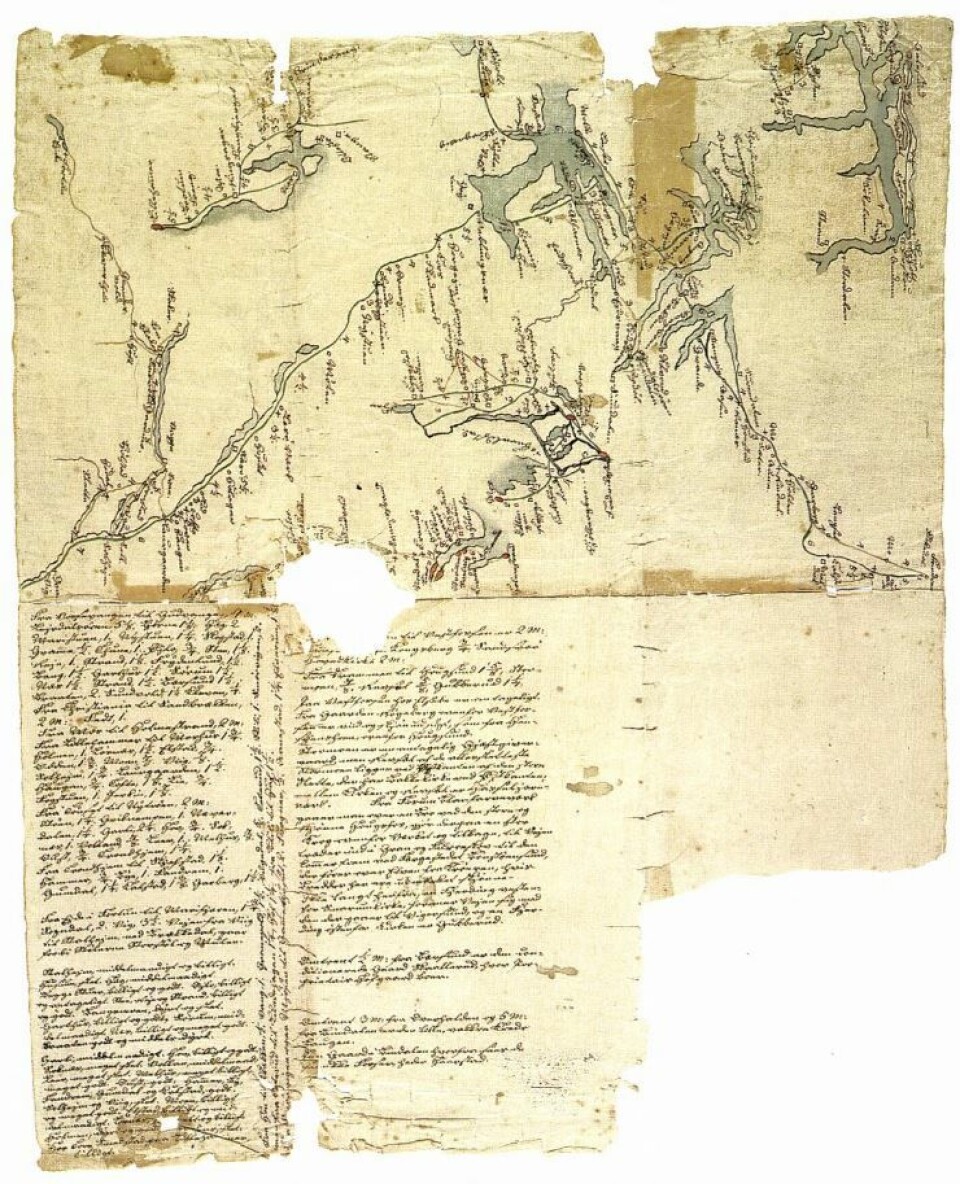 KART OG NOTAT: Catharine etterlot seg over 2000 sider med notater og selvtegnede kart.