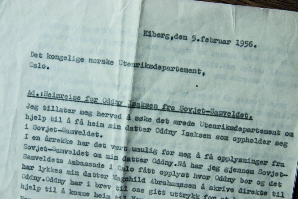BREV: En fortvilet Sandra Isaksen skrev til Utenriksdepartementet mens datteren satt fast i sovjetisk fangeleir.