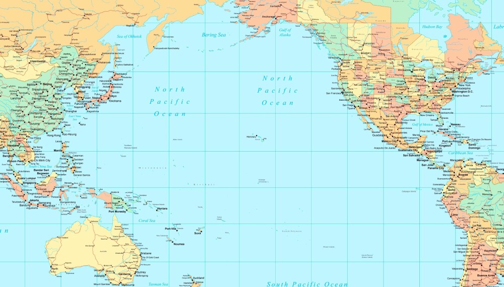 <b>KJEMPESTORT:</b> Stillehavet dekker et større areal enn alle landmassene på jorden til sammen.