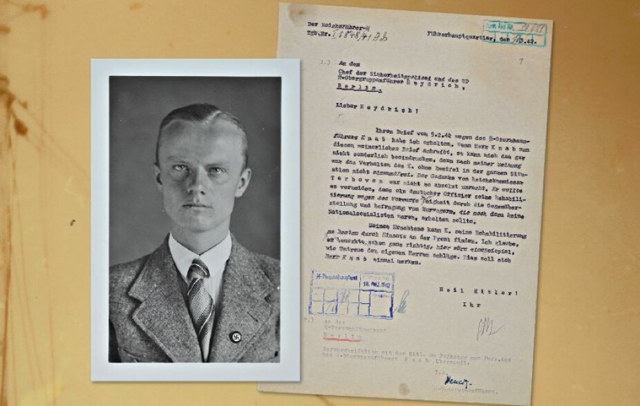 BESKUTT: Kutteren Start fraktet nazi-toppene nordover fra Tromsø, men ble beskutt. Den mest fryktede av dem alle, Gestaposjef Werner Knab (innfelt) feiget ut og rømte. Reaksjonen fra SS' øverste sjefer var nådeløs, ifølge brevet Vi Menn kan vise, Foto: Faksimile, Vi Menn