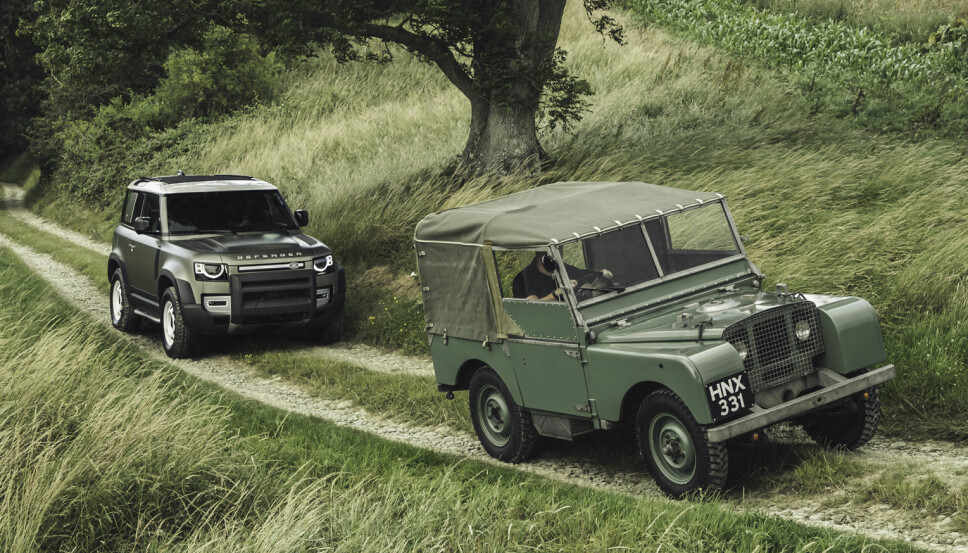 UTVIKLING: Det skiller 71 år mellom Land Rover Defender og Land Rover Serie 1.