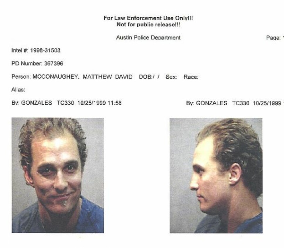GLAD I BONGOTROMMER: Matthew McConaughey spilte bongotrommer altfor høyt, noe som fulgte til at politiet ble tilkalt til stedet og arresterte ham for mistanke om besittelse av marihuana.