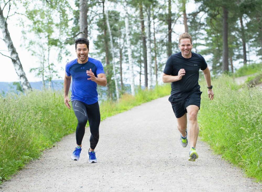 <b>SPORTY:</b> Paret er glade i å holde seg i form. Her tar de seg en løpeturi nærområdet på Kjelsås. 