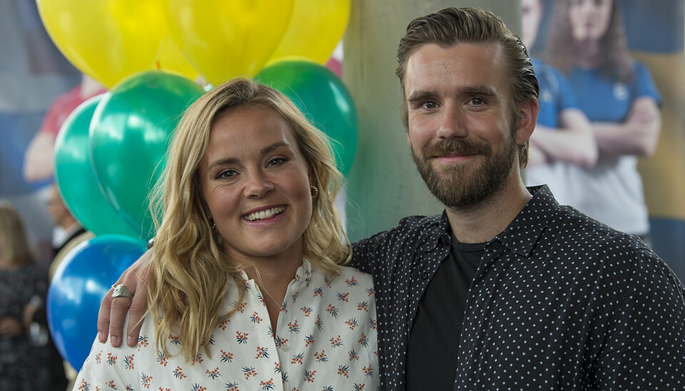 BLE SJOKKERT: Stian Blipp ble overrasket da «Senkveld»-kollega Helene Olafsen kunne avsløre at hun og samboer Jørgen Nilsen venter barn.