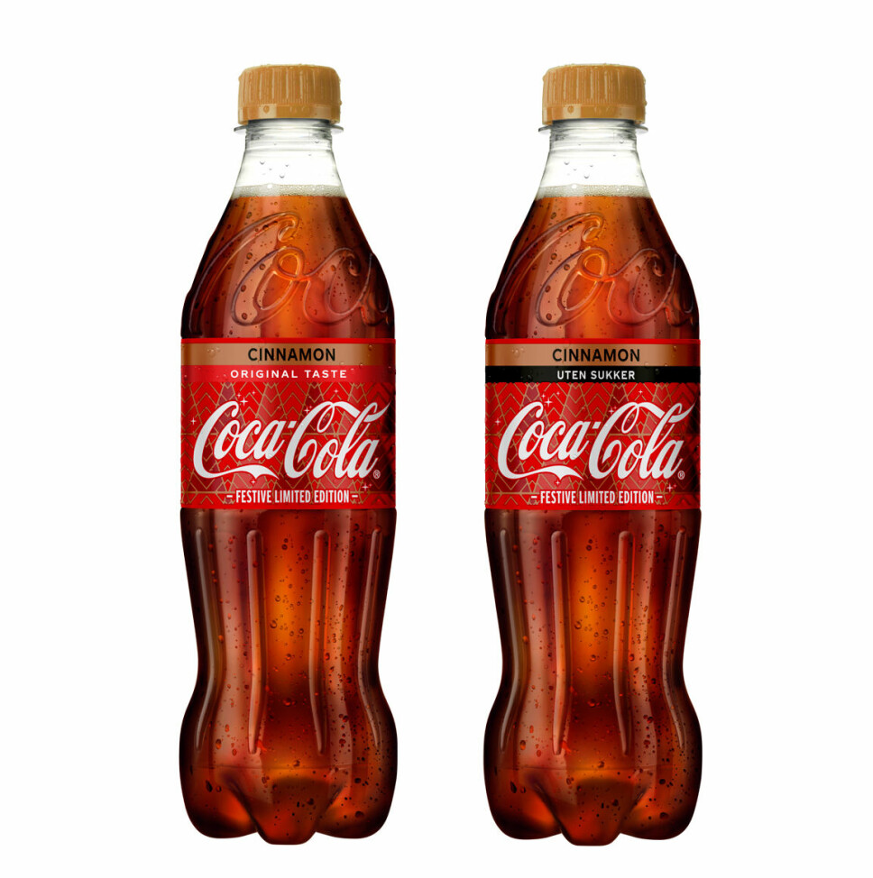 MED OG UTEN SUKKER: Nyheten Coca-Cola med kanelsmak kommer både med og uten sukker.