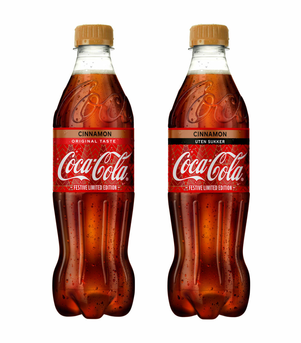 NYE SMAKER: Coca-Cola lanserer i disse dager to nye brustyper med kanelsmak - en variant med og en uten sukker.