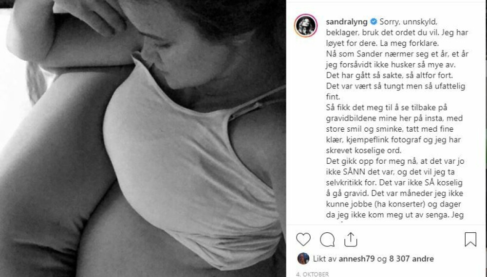 SORRY, UNNSKYLD, BEKLAGER: Sandra Lyng innrømmer at hun ikke fremstilte graviditeten slik den faktisk var. SORRY, UNNSKYLD, BEKLAGER: Sandra Lyng innrømmer at hun ikke fremstilte graviditeten slik den faktisk var.