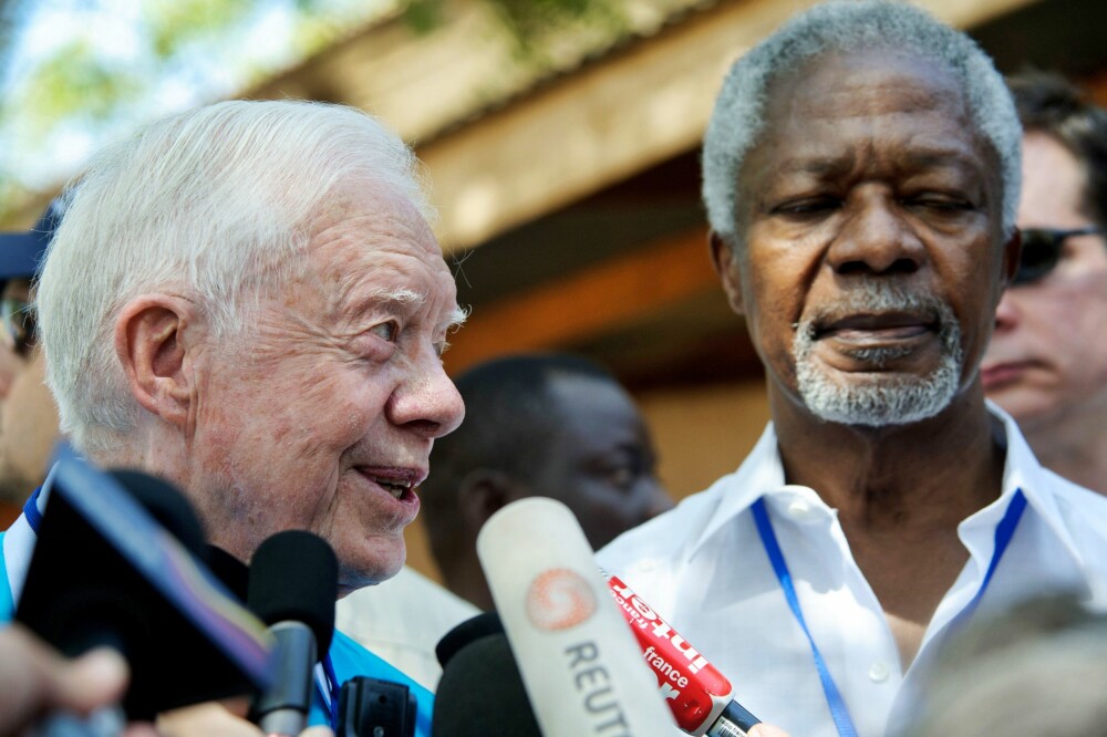 USAs ekspresident Jimmy Carter og avdøde Kofi Annan, tidligere generalsekretær i FN. 