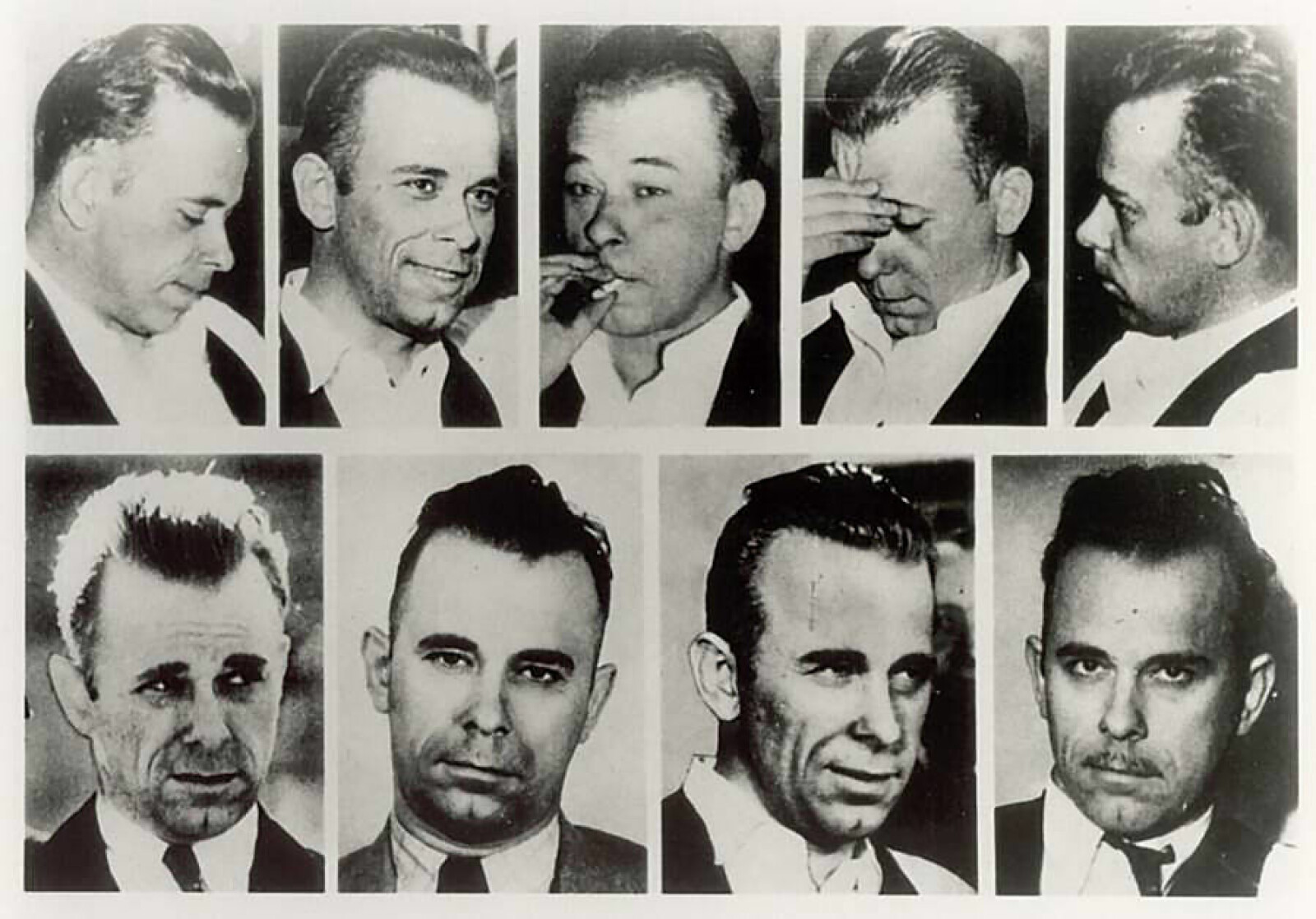 <b>MANGE FJES:</b> John Dillingers mange ansikter, både før og etter den kosmetiske operasjonen.