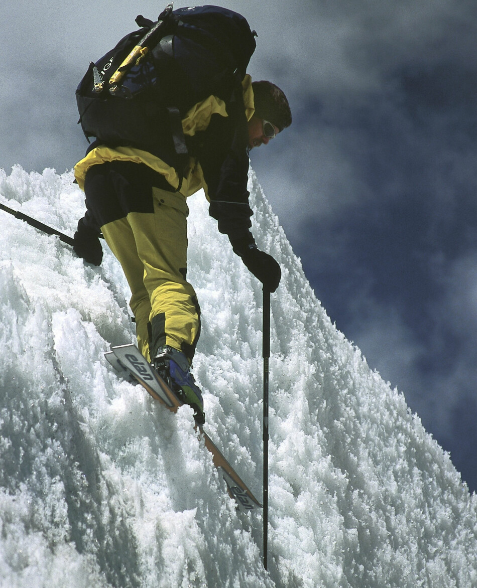 <b>UTENFOR LØYPA:</b> Den siste delen av Davo Karnicars skitur ned fra Mount Everest gikk gjennom det stupbratte og beryktede isfallet Khumbu. 