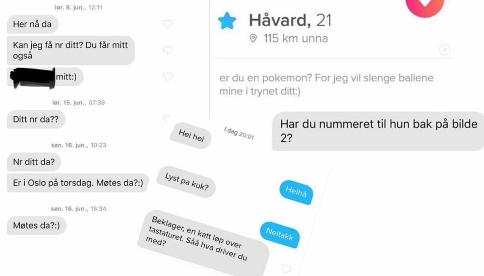 ELEGANT UTVALG: Noen av det verste (beste) fra norsk Tinder.