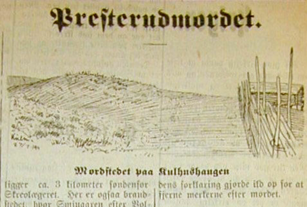 <b>AVISOPPSLAG:</b> Liket av Knut Presterud ble funnet ved Kolhustindane. Her er en illustrasjon som sto i avisen «Samhold» i 1911.
