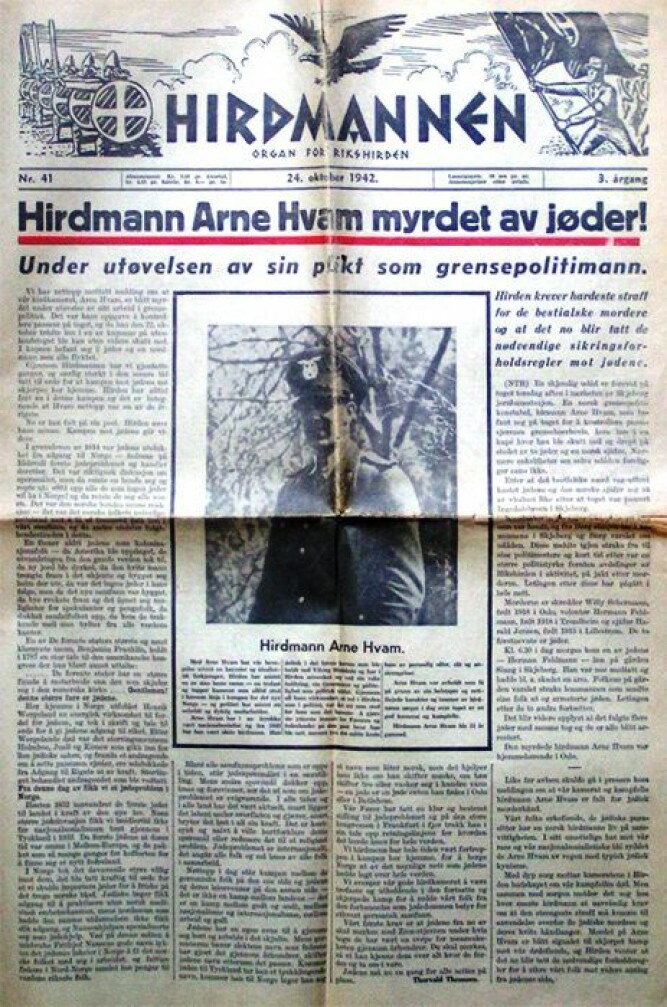 <b>MARTYR:</b> Nazipropagandaen «pyntet» litt på historien om drapet på Arne Hvam.