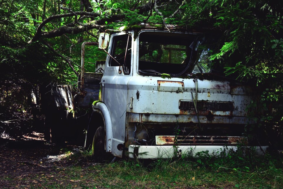 GJEMMESTED: En lastebil som aldri kom seg videre.