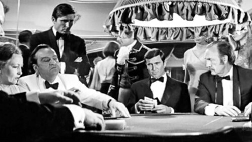 <b>CASINO ROYALE:</b> Allerede i Bond-filmen On her majesty's secret service er agent 007, her i George Lazenbyes skikkelse i Casino Estoril i scenen hentet fra Dusko Popovs frekke stunt.
