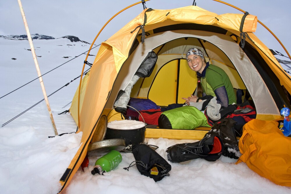 <b>TELTLIV:</b> Det vil alltid bli noe fuktighet inne i teltet på vinterturer. Det påvirker soveposen.