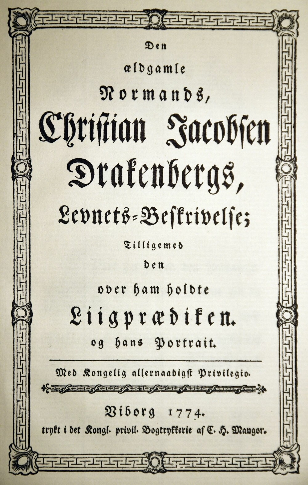 <b>LEVNETS­BESKRIVELSEN:</b> Beretningen om Drakenberg utkom i 1774. Han døde to år tidligere, den 9. oktober i 1772.