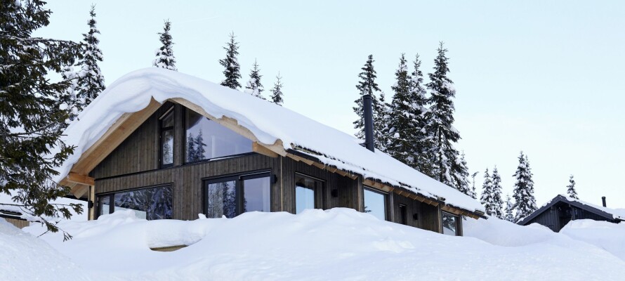 FERDIGHYTTE: Hedvig-hytta produseres innendørs som prefabrikkerte moduler i Hedalen i Valdres, og ved Suldal Hyttebygg i Rogaland. Den er på vel 75 kvm og har to etasjer. Hytta er plassert godt inn i terrenget uten å gjøre for mye av seg.