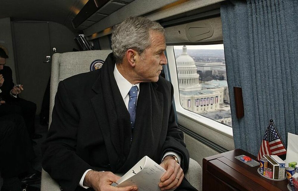 <b>GAMMEL TRADISJON:</b> USAs presidenter, blant dem George W. Bush, har kikket ned på Capitol fra Marine One i over 60 år.