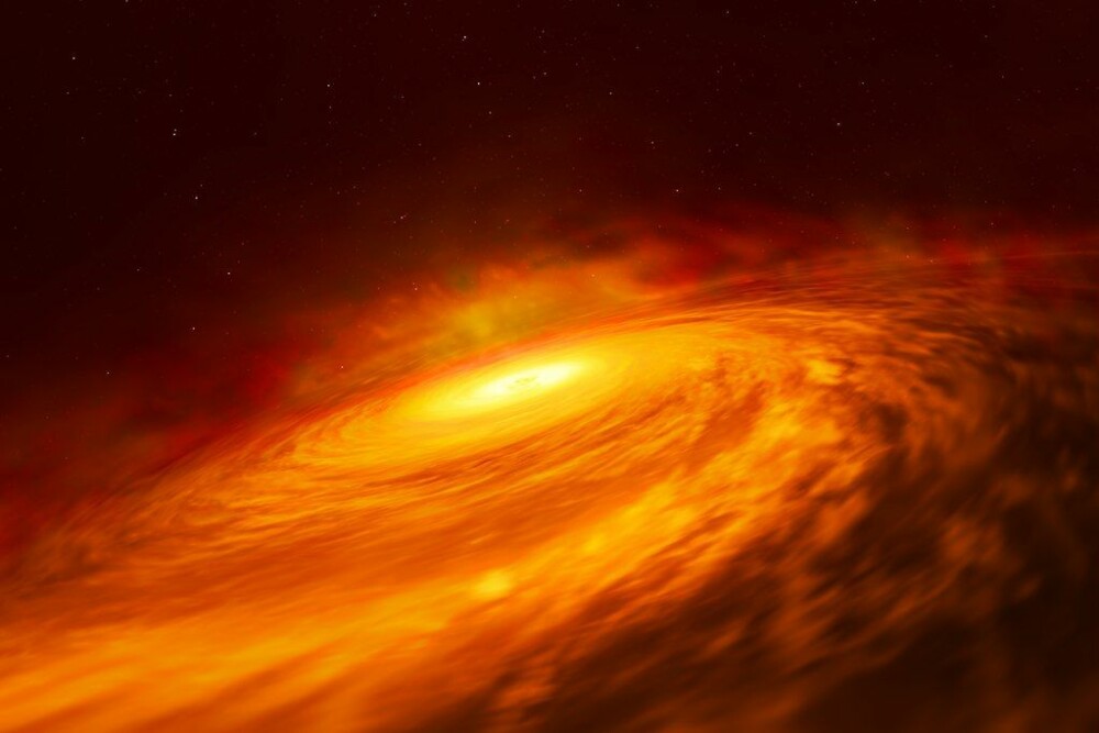 <b>ALTERNATIV 2:</b> Eller et sort hull. Bildet viser NASAs tolkning av et sort hull i sentrum av spiralgalaksen NGC 3147.