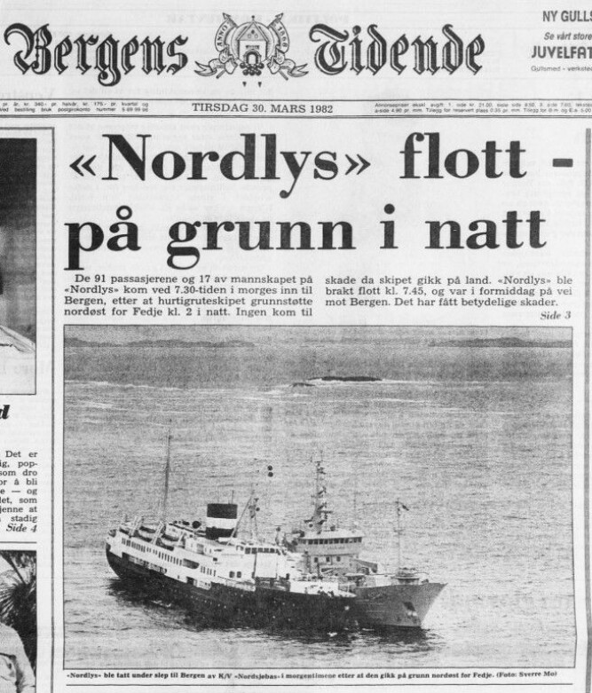 <b>BERGET:</b> En kraftig sildepumpe på kystvaktskipet Nordsjøbas ble brukt for å holde M/S Nordlys flytende under slepet fra havaristedet ved Fedje.