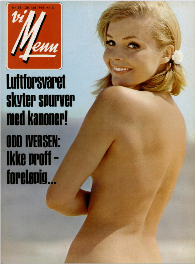 <b>NAKEN:</b> i juni 1969 forsøkte Vi Menn seg for første gang med en modell helt naken på forsiden. Riktignok med ryggen til.