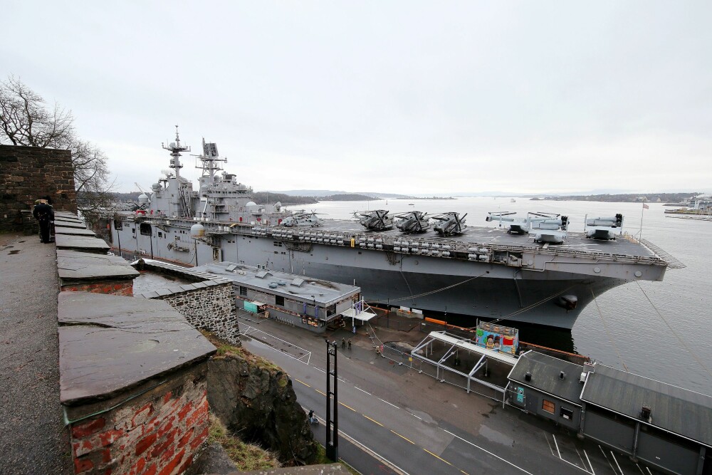 <b>NORGES­VISITT:</b> USS Iwo Jima til kai utenfor Akershus festning i Oslo i forbindelse med øvelsen Trident Juncture i 2018.