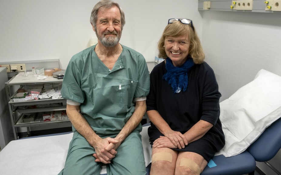 <b>KLAR FOR NY BEHANDLING:</b> Nina Heggelund har gått hos dr. Rosenlund siden 2013. Han er fagansvarlig på ortopedisk avdeling, Volvat medisinske senter, og den som har lengst erfaring med PRP-behandling i Norge. Nina får lokalbedøvelse og kan dra hjem igjen etter vel en halvtime.