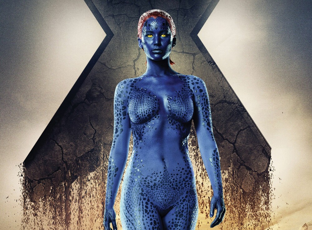 <b>BLÅFILM:</b> Jennifer Lawrence som Mystique i «X-Men Days of Future Past» (2014).