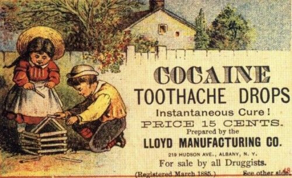 <b>KOKAIN:</b> Annonsen kaller det en kur, men kokaindråpene var nok ingen varig løsning på tannverken. 