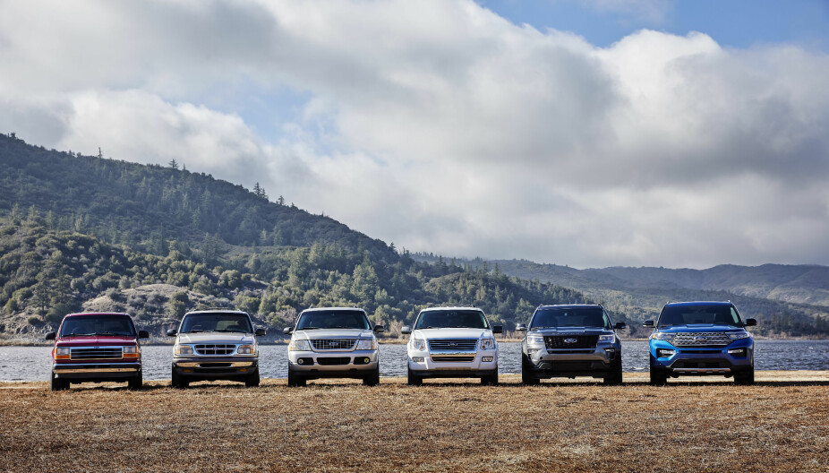 EXPLORER: Seks generasjoner Ford Explorer.