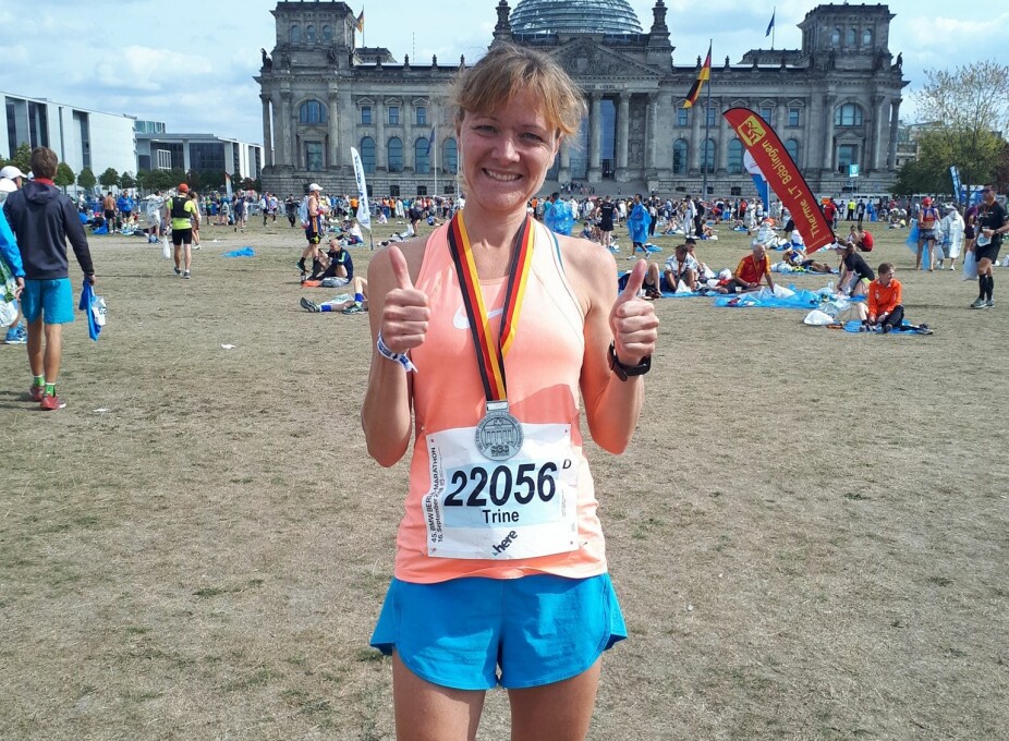 ALDRI FOR SENT Å BEGYNNE: Trine hadde knapt løpt noe som helst da hun meldte seg til å løpe en etappe i Homenkoll-stafetten i 2012. Siden det har hun løpt mye og langt – veldig langt.