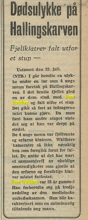 Faksimile Drammens Tidende, 22. juli, 1941.